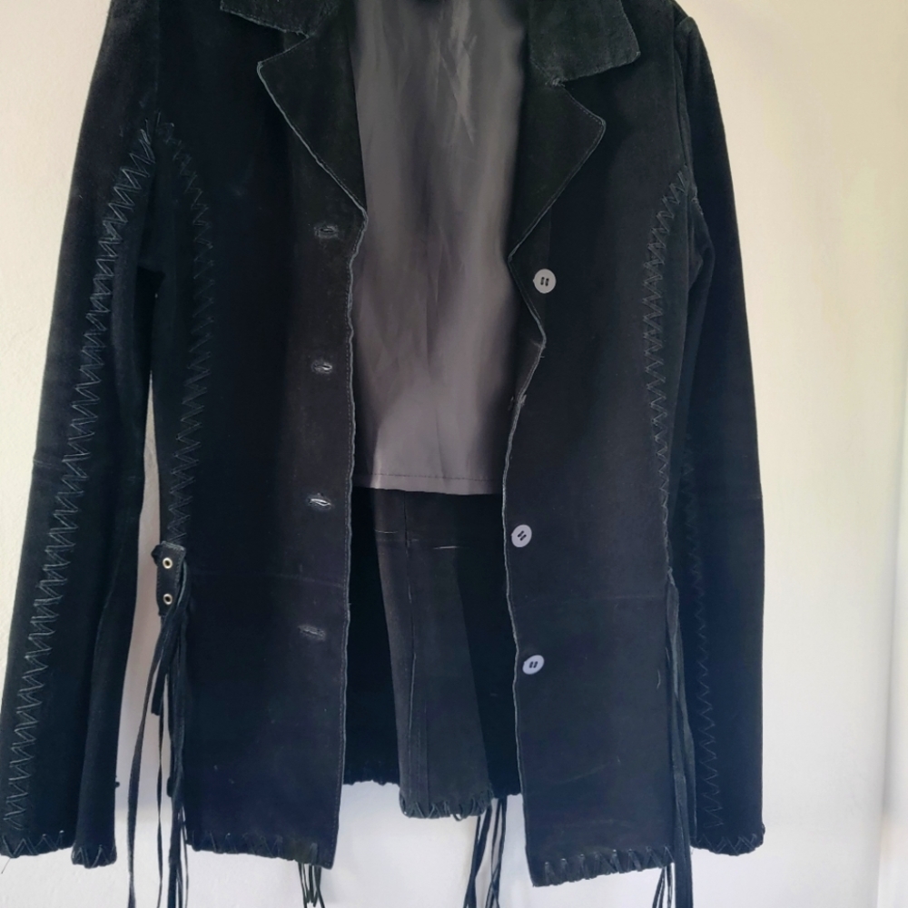 Genuine suede vintage open front jacket